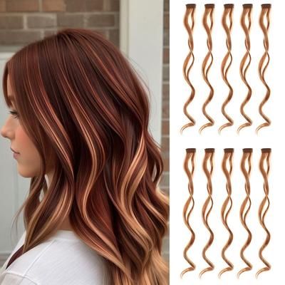 Colorful Curly Hair Extensions, Synthetic Long Hairpiece For Girls, Women & Kids (Perfect Party Wig) coffee 22 Inches