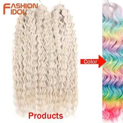 Ariel Hair Water Wave Crochet Braids, Synthetic Twist Curly Hair Ombre Blonde Brown Deep Wave Braiding Hair Extensions hpd107 24inches 60cm