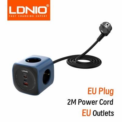 LDNIO 65W Cube Power Strip With USB Charging Station 2M Surge Protector Extension Cord For Home & Office eu Plug To Eu
