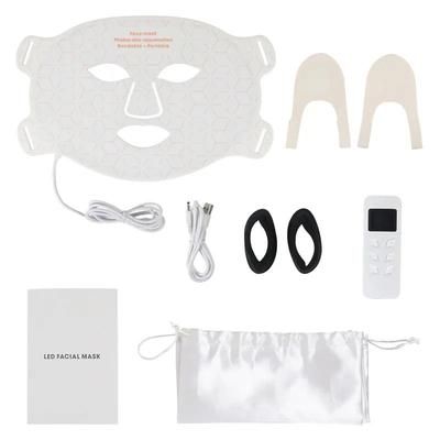 3D LED Light Phototherapy Mask Face Neck Silicone Facial Mask For Skin Rejuvenation, Anti Wrinkle & Brightening white Face Mask