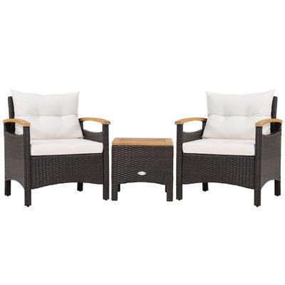 Outdoor Patio Rattan Furniture Set With Removable Cushions And Coffee Table, PE Wicker Chairs For Balcony, Porch Outdoor Patio Rattan Furniture Set With Removable Cushions And Coffee Table, PE Wicker Chairs For Balcony, Porch