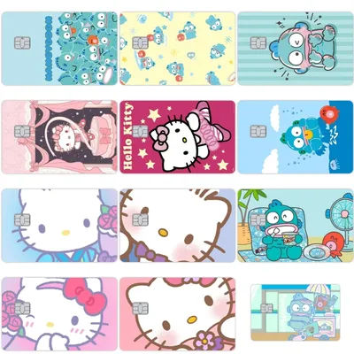 Anime Hangyodon Cinnamoroll Hello Kitty Kawaii Credit Card Skin Stickers Couples Diy Bus Film Tape Skin for Small Large No Chip