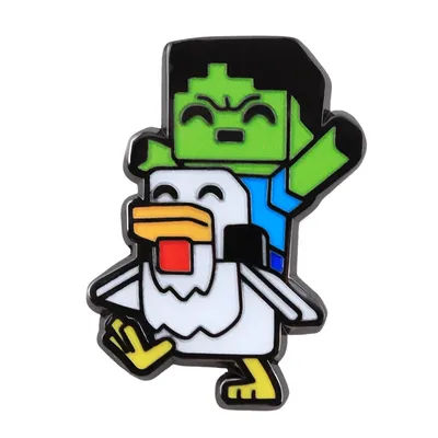 Cute Baby Zombie Chicken Jockey-Pixel Enamel Pin Sandbox Game Inspired Brooch Video Game Peripheral Funny Gamer Gift