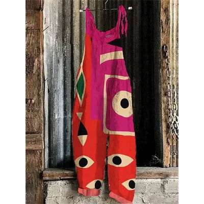 Women's Trendy One - Piece Trousers 3D Printed Abstract Cartoon Animals & Plants, Colorful, Casual & Fashionably Versatile