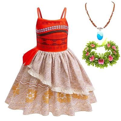 Settimana del libro 2026 Moana principessa Moana vestito collana costume vestito Halloween costume cosplay film costumi a tema tv film cosplay per ragazze bambini carnevale giornata dei bambini festa mondiale compleanno spiaggia