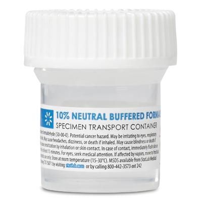 StatClick Prefilled Formalin Container 20 mL Fill in 40 mL (1.35 oz.) Screw Cap Warning Label NonSterile (1002257_CS)