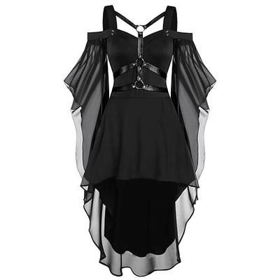 Punk Gotico Vestito Manica a Campana Strega Ragazza gotica Senza spalline Orlo asimmetrico Costume Per donna Halloween Carnevale Performance Feste Adulti Vestito