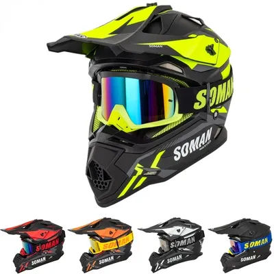 SOMAN Dirt Bike Casco Motocross ECE Dh Caschi Occhiali fantastici Casco da motocross Racing MX Casco Moto Caschi da moto fuoristrada