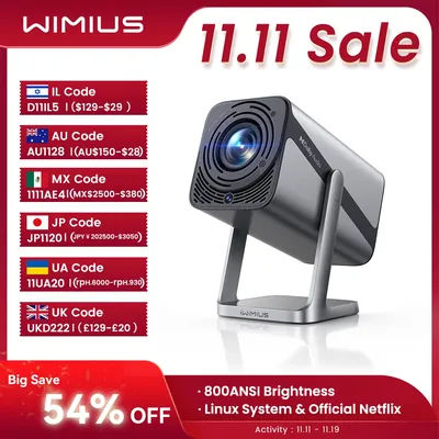 IWIMIUS 4k Projector Official Netflix 800ANSI Auto Focus/Keystone FHD 1080p WIFI 6 Bluetooth5.2 Dolby 360° Rotate Home Theater
