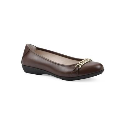 Wide Width Women's Charmed Flat by Cliffs in Brown Smooth (Size 7 1/2 W)