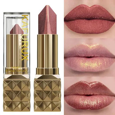 1pc Lipstick Waterproof Glitter&Matte Long Lasting Pearlescent Moisturizing Diamond Lip Tint Sexy Red Lips Makeup Metallic Lip