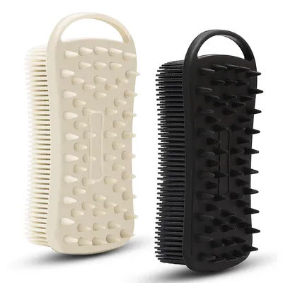 2 In 1 Silicone Shower Brush Scrubber Soft Scalp Massager Shampoo Brush Double-Sided Body Brush Foam Skin Clean Tool