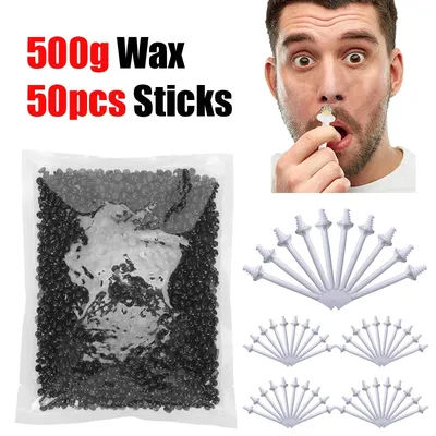 Painless Waxing Kit for Nose & Ear Hair Removal-50-500g Wax with 10-50 Applicators Fast3-Min Removal Safe for Nasal And Ear Hair
