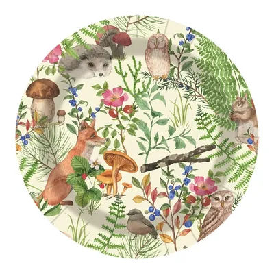 10pcs Jungle Safari Theme Disposable Tableware Mushroom Plants Floral Fox Plates Napkins Happy Woodland Animals Birthday Decor