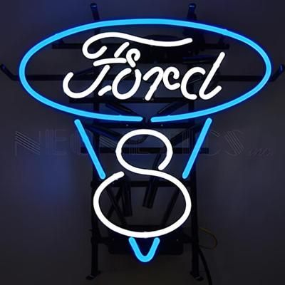 Neonetics Ford V8 on Metal Grid 22-Inch Neon Sign