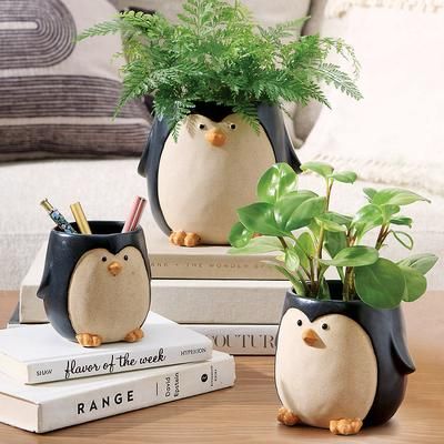 Penguin Planter, Set Of Three - Grandin Road