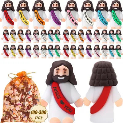 100-300PCS Jesus Love You Figures Baby Jesus Figurines in Bulk Little Jesus Figures for Hide and Seek Baptism Gifts Easter Egg