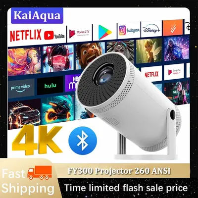 FY300 4K Smart Projector 1080P 1280*720P Support with 5G WiFi6 BT5.0 Portable HD Home Cinema Theater Outdoor Mini 180°Projectors