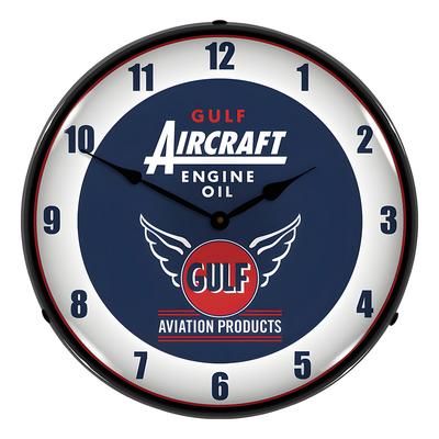 Collectable Sign and Clock Gulf Aircraft Engine Oil Backlit Wall Clock