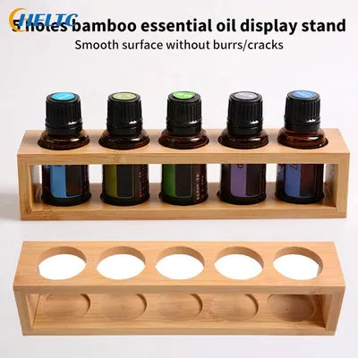 1PC 5/6Hole Essential Oil Bamboo Display Stand 5 Hole Essential Oil Storage Rack Smooth For Essential Oils Perfume Bottle Holder