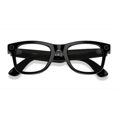 Unisex s square Polished Black Plastic Prescription sunglasses - Eyebuydirect s Ray-Ban Meta Wayfarer