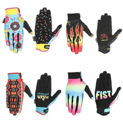 1 Double touch screen riding outdoor Rainbow Flame Bocelia style patterned dirt bike side long finger gloves