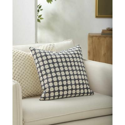 Dansby 22" Square Cotton Ivory/Charcoal/Slate Blue Throw Pillow - Boutique Rugs
