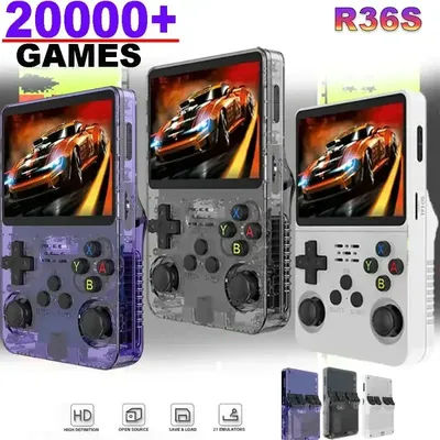 R36S Open Source Retro Game Console Portable Handheld 3.5 Inch IPS Screen Linux OS 128GB/256GB Preloaded Games High Resolution