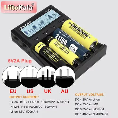 LiitoKala Lii-CH2/CH4 Intelligent Battery Charger for 3.7v 1.5v Li-ion 18650 21700 26650 14500 1.2v Ni-mh AA AAA 3.2v Lifepo4