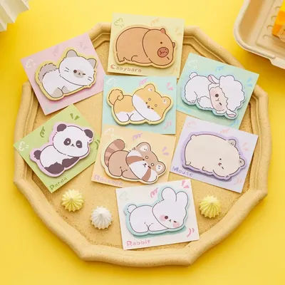 1-8-40 pcs Adhesive Kawaii Cartoon Capybara Animals Notes Notepad Memo Pad Office School Supplies Stationery Sticker