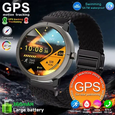 Smartwatch GPS Posizionamento a sei stelle HD AMOLED Orologi Bussola Pressione dell'altitudine 170+ modalità sportive GPS Smartwatch 5ATM Impermeabile