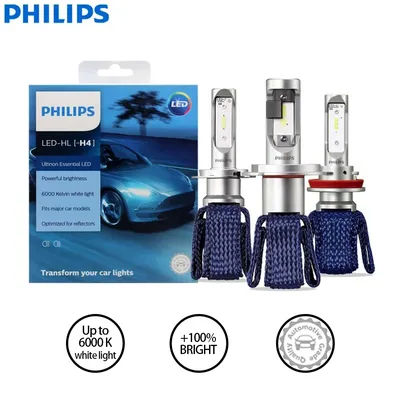 Philips Ultinon Essential LED Light H4 H7 HB3 HB4 H8 H11 H16 6000K Lampada bianca LED HIR2 9012 9005 9006 Faro automatico, 1 paio