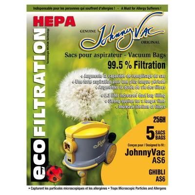 Johnny Vac AS6 Genuine HEPA Vacuum Bags 256H, 5 Pack