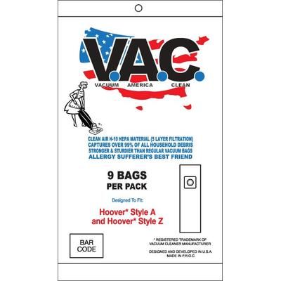 Hoover Type A/Z Replacement HEPA Bags, 9 Pack