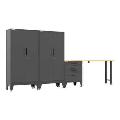 Armadillo Tough Black 4-Piece Garage Cabinet Set with Levelers