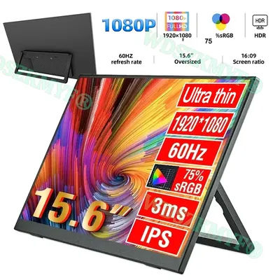 14“/15.6” /16”Portable IPS Panel Secondary Display Computer Monitor FHD 1080P 16:9 Type-C HDMI For Cell phone Xbox Switch Laptop