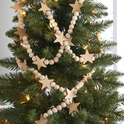 6 ft Beaded Garland by BrylaneHome in Gold Wood