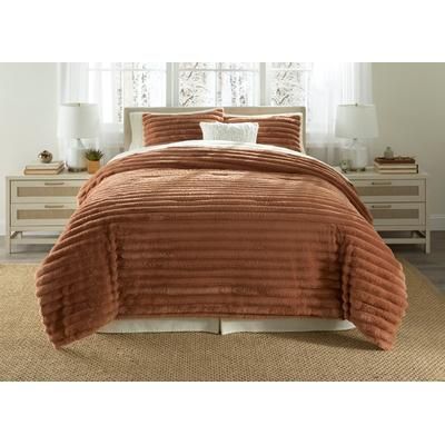 Faux Fur Comforter 3-PC Set by BrylaneHome in Cognac (Size KING)