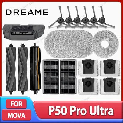 For MOVA P50 Ultra / P50 Pro Ultra Robot Vacuum Cleaner Replacement Accessories Main Side Brush Mop Cloth HEPA Filter Dust Bag