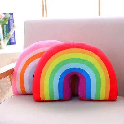 Grand oreiller arc-en-ciel en peluche, 1 pièce, coussin pour canapé-lit, voiture, décoration pour la maison et le bureau, remplissage en coton PP