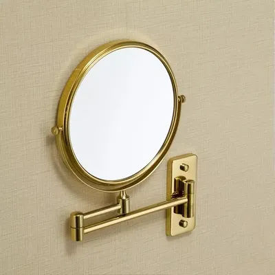 Makeup Mirror Gold/Silver Brass Bathroom Mirrors 3 X Magnifying Mirror Folding Shave 8 Inches Wall Mount 360 Rotate Round Mirror