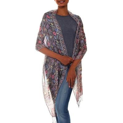 Floral Garden,'Silk Batik Shawl Handmade in Indonesia'
