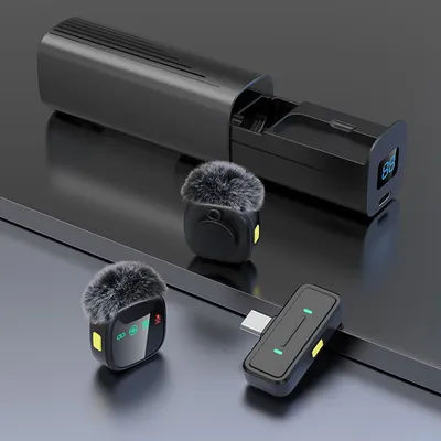 Plug &Play Noise Reduction Wireless Lavalier Microphone for Interview Video Podcast Vlog Livestream With Drawer Charging Case