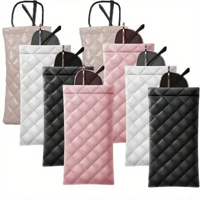 1/2/4 pezzi custodia per occhiali da vista portatile in pelle PU morbida borsa per occhiali da sole custodia tasca per telefono occhiali da sole porta occhiali organizzatore