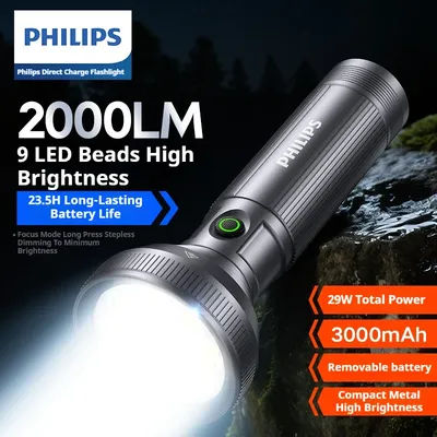 PHILIPS 2025 nouveau SFL6252 lampes de poche LED haute puissance torche de Camping avec 9 perles de lampe lanterne à main Portable Rechargeable