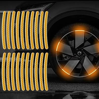 20 adesivi riflettenti per cerchi ruota – decalcomanie di sicurezza fosforescenti per auto e moto biciclette
