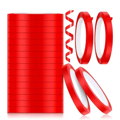 10 rolls of red plastic bag sealing tape for sealing bulk foods such as vegetables and fruits in retail stores and supermarkets.