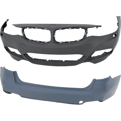 Replacement Bumper Cover Primed, Front & Rear, 1-year unlimited-mileage warranty SET-RB01030138P-B