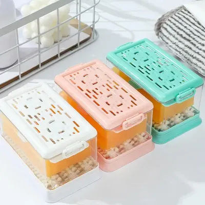 Soapbar Case Soapbar Drainer Dishes Holder Transparent Soapbar Storage Laundry Soapbar Case With Lid & Roller Foaming Brush