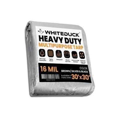 White Duck Super Heavy Duty Poly Tarp Silver/Black 30x30ft PT-30x30-SB